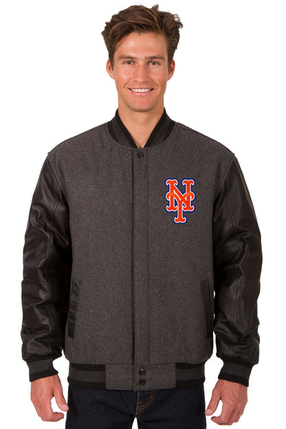 New York Mets Reversible Wool and Leather Jacket