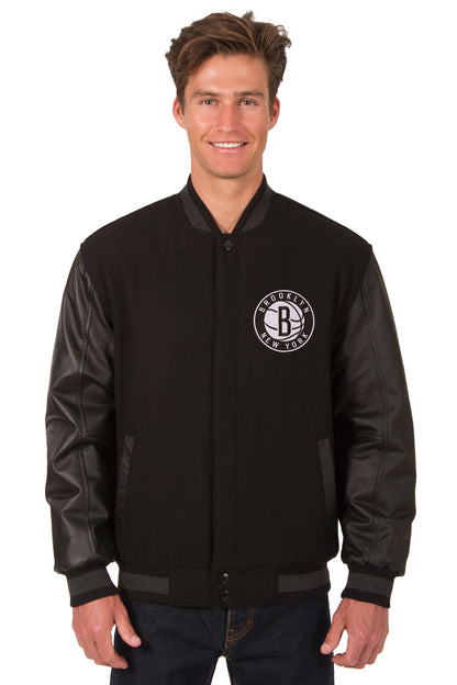 Brooklyn Nets Reversible Wool and Leather Jacket