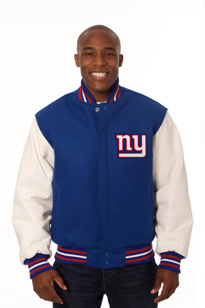 New York Giants Embroidered Wool and Leather Jacket