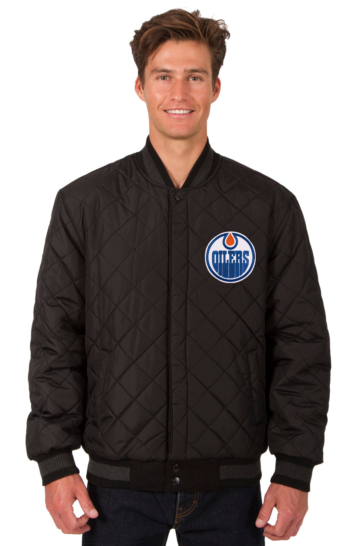 Edmonton Oilers Wool and Leather Reversible Jacket