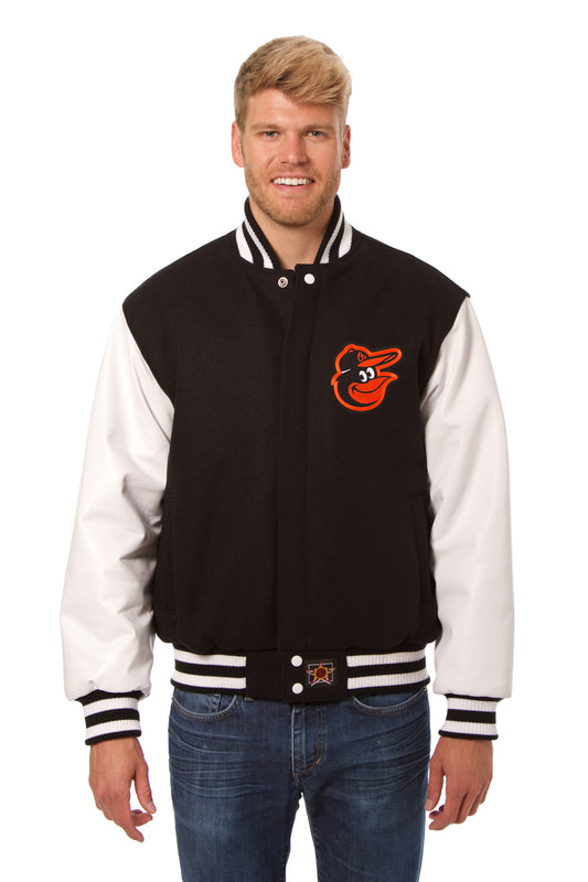 Baltimore Orioles Embroidered Wool and Leather Jacket