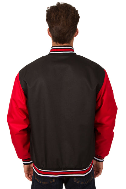 Poly-Twill Jacket in Black-Red