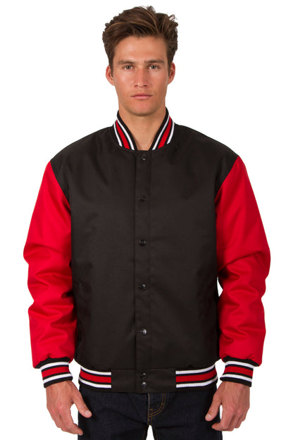 Poly-Twill Jacket in Black-Red
