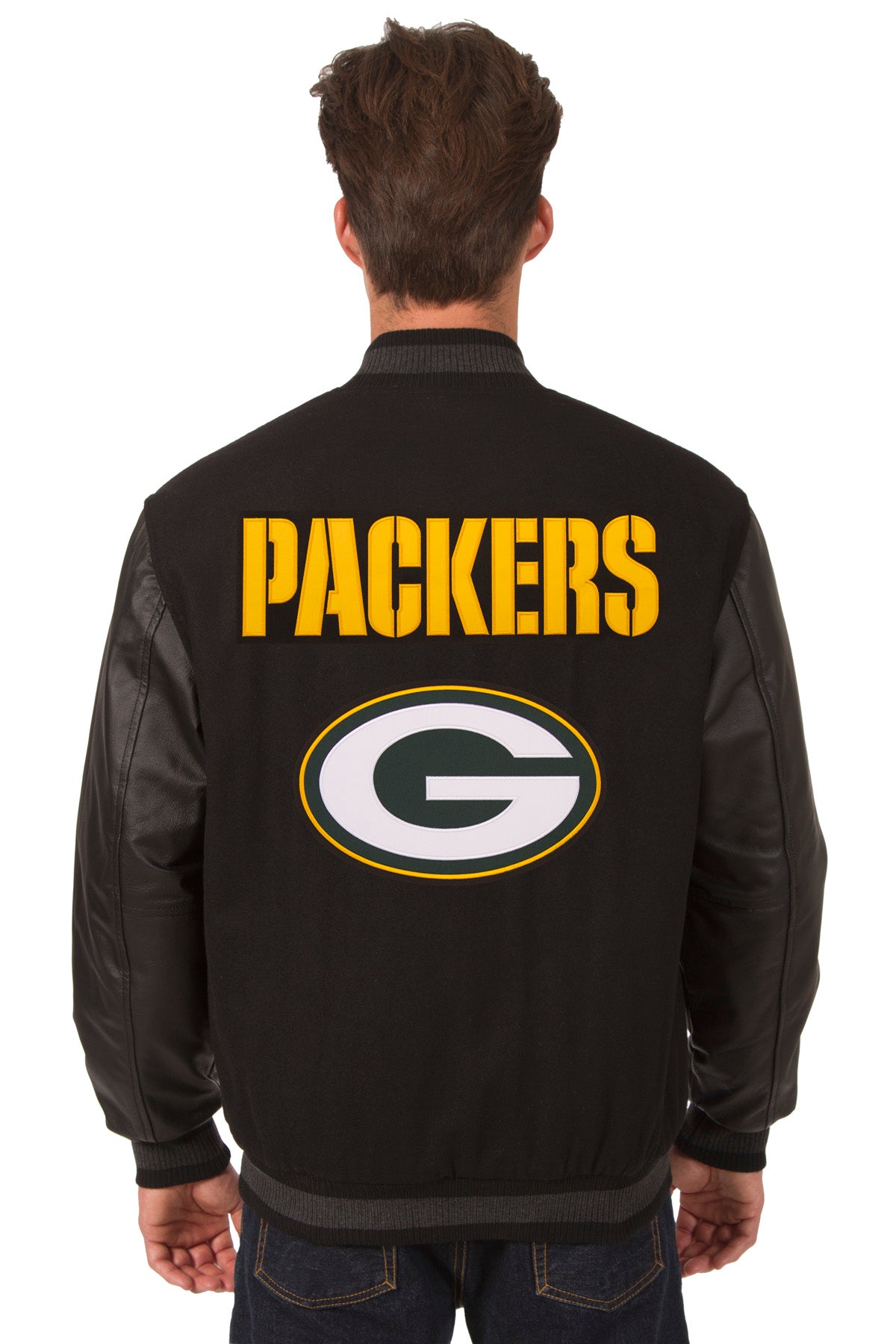 Green Bay Packers Reversible Wool and Leather Jacket