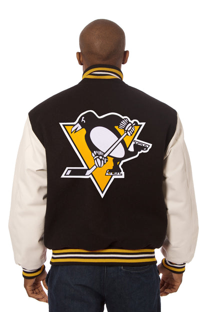 Pittsburgh Penguins Embroidered Wool and Leather Jacket