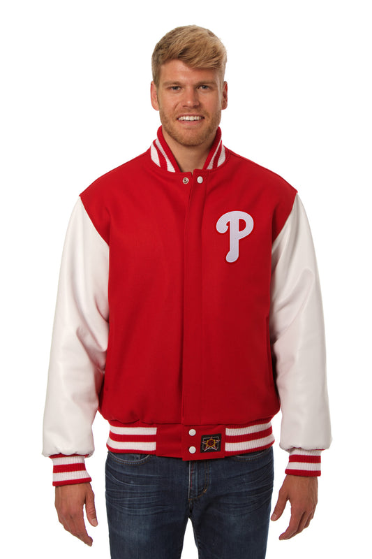 Philadelphia Phillies Embroidered Wool and Leather Jacket