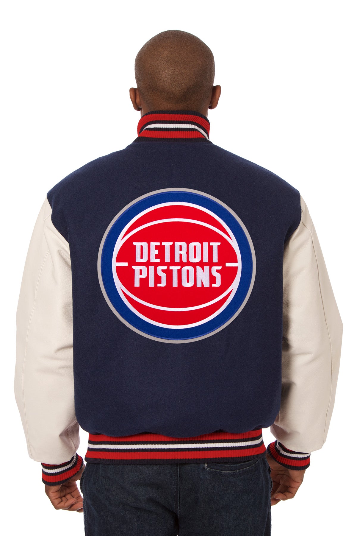 Detroit Pistons Embroidered Wool and Leather Jacket