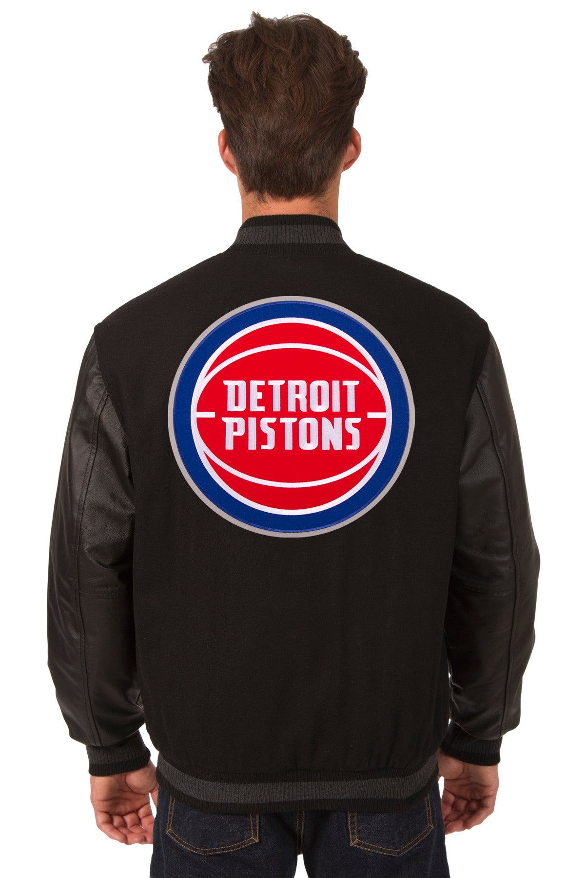Detroit Pistons Reversible Wool and Leather Jacket