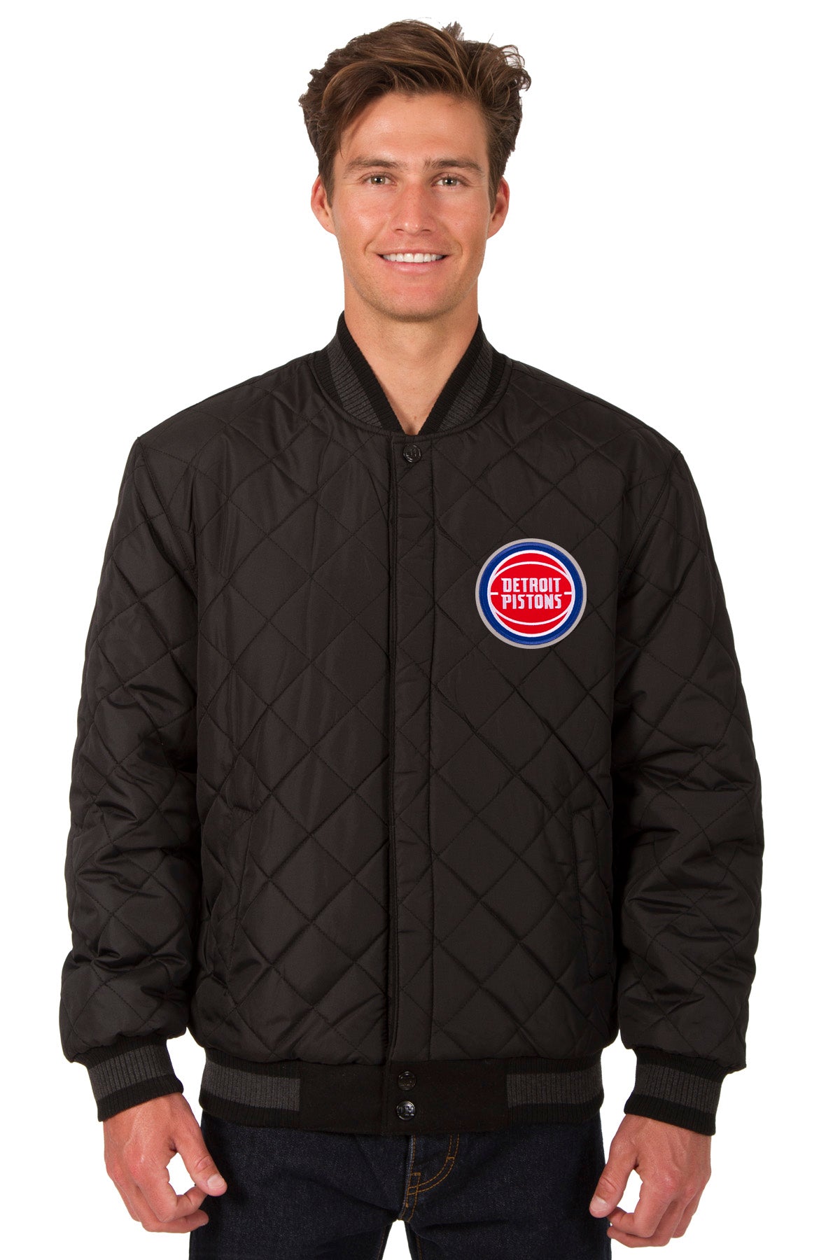 Detroit Pistons Reversible Wool and Leather Jacket