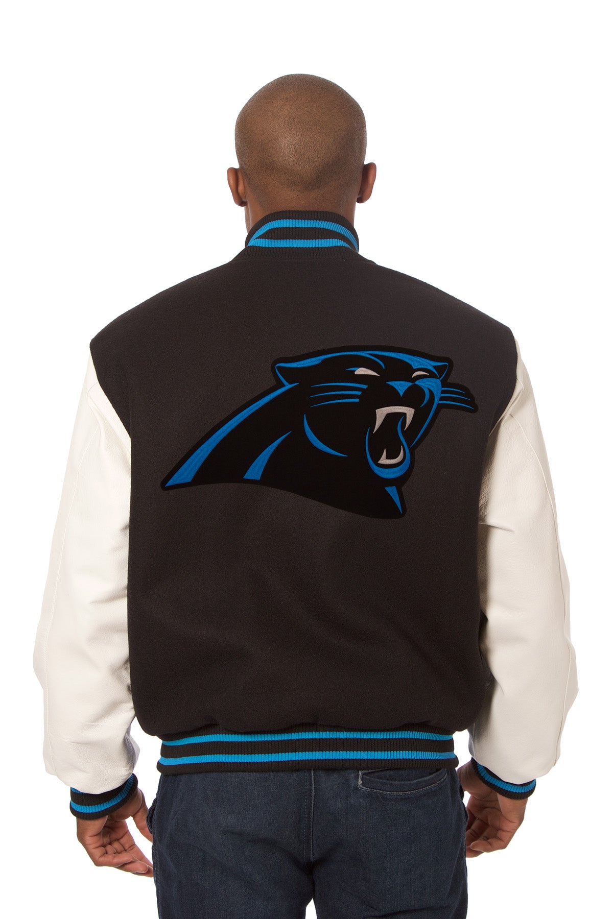 Carolina Panthers Embroidered Wool and Leather Jacket