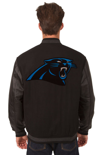 Carolina Panthers Reversible Wool and Leather Jacket
