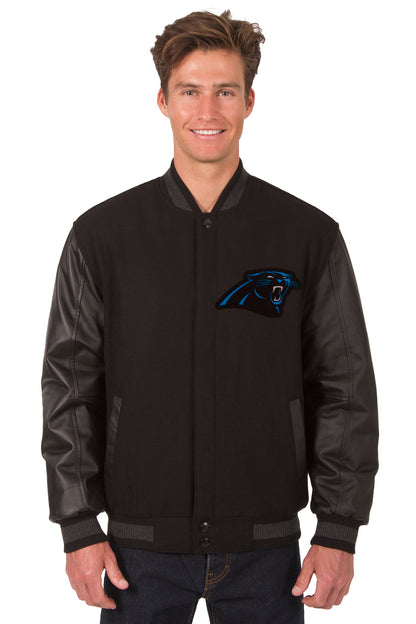 Carolina Panthers Reversible Wool and Leather Jacket