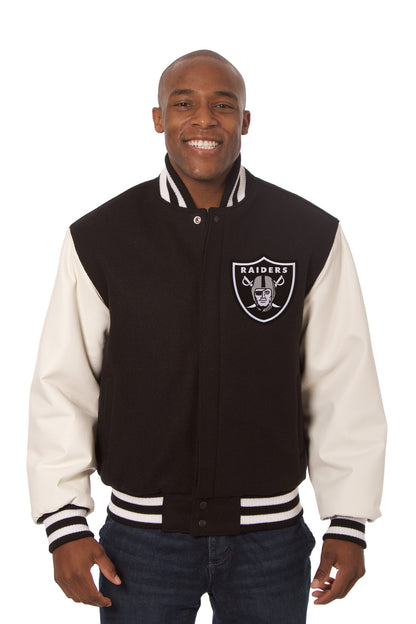 Las Vegas Raiders Embroidered Wool and Leather Jacket