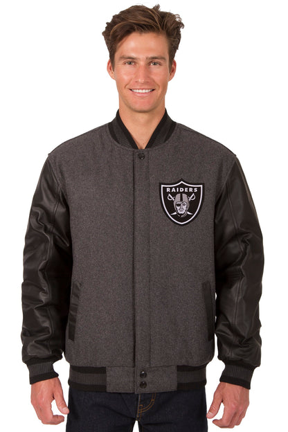 Las Vegas Raiders Reversible Wool and Leather Jacket