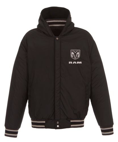 Ram Hooded Reversible Fleece Jacket with Faux Leather Sleeves