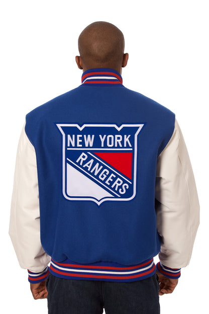 New York Rangers Embroidered Wool and Leather Jacket