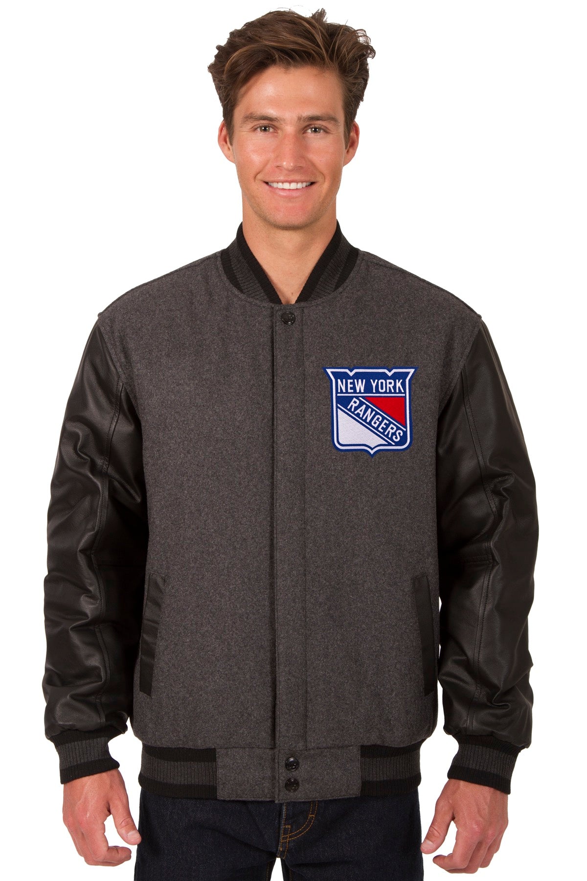 New York Rangers Wool and Leather Reversible Jacket