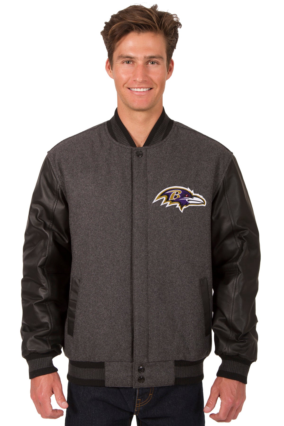 Baltimore Ravens Reversible Wool and Leather Jacket – JH Design Group