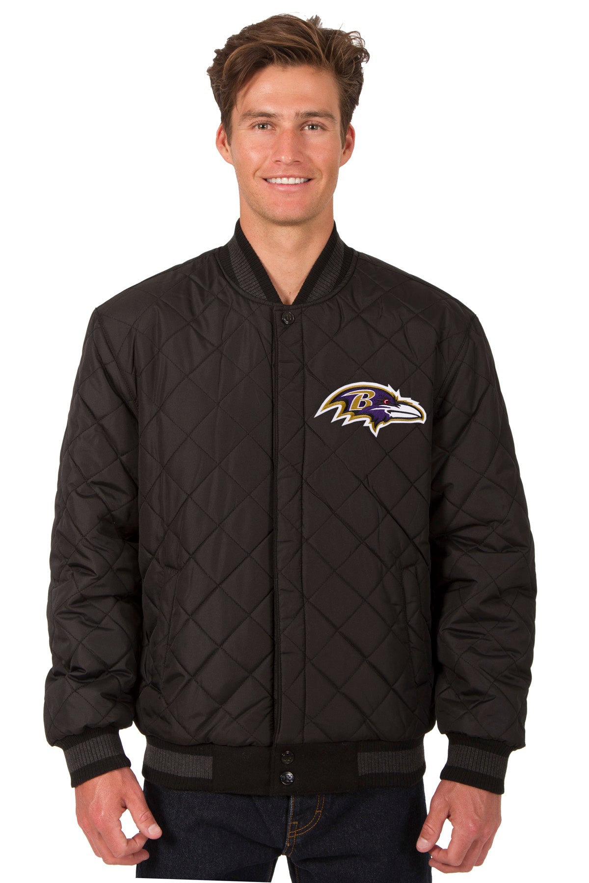 Baltimore Ravens Reversible Wool and Leather Jacket