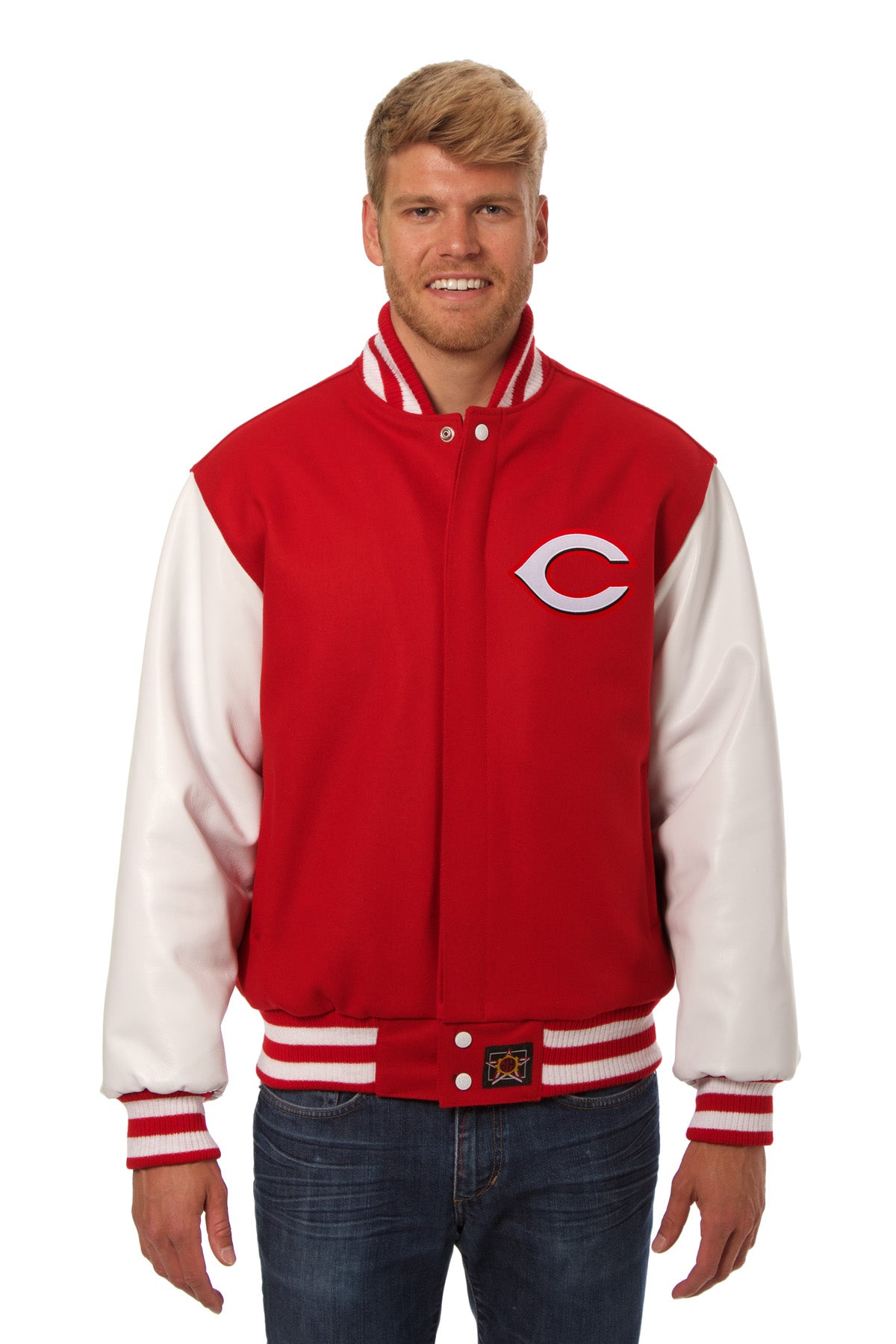 Cincinnati Reds Embroidered Wool and Leather Jacket