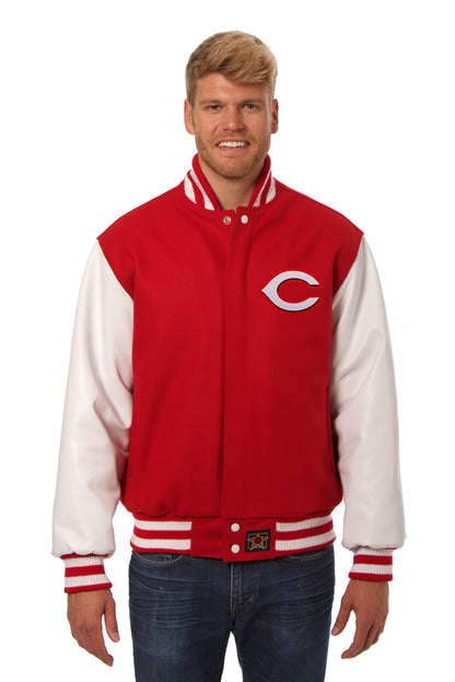 Cincinnati Reds Embroidered Wool and Leather Jacket