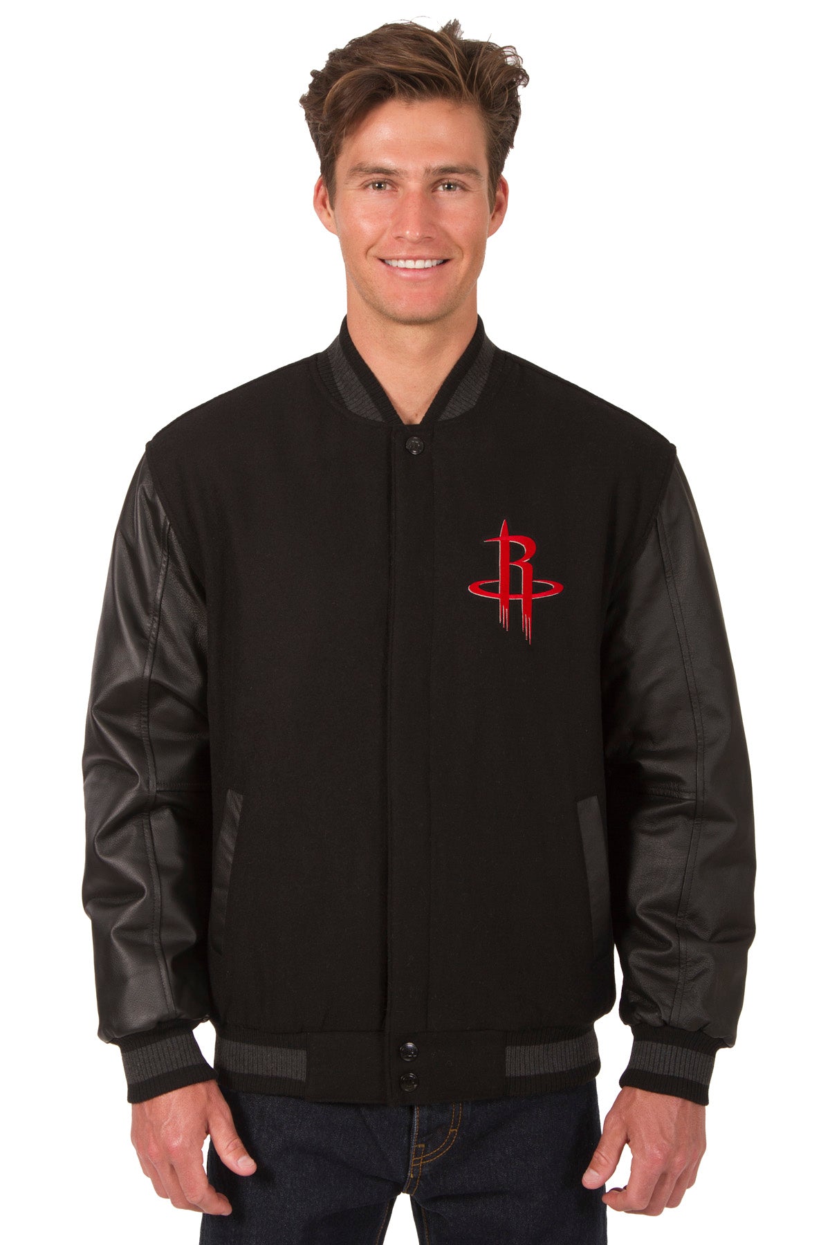 Houston Rockets Reversible Wool and Leather Jacket