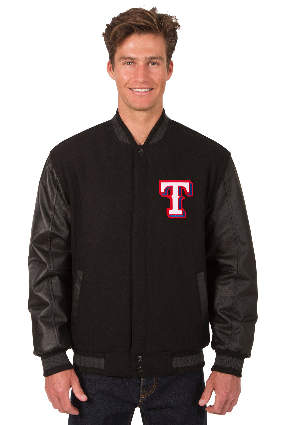 Texas Rangers Reversible Wool and Leather Jacket