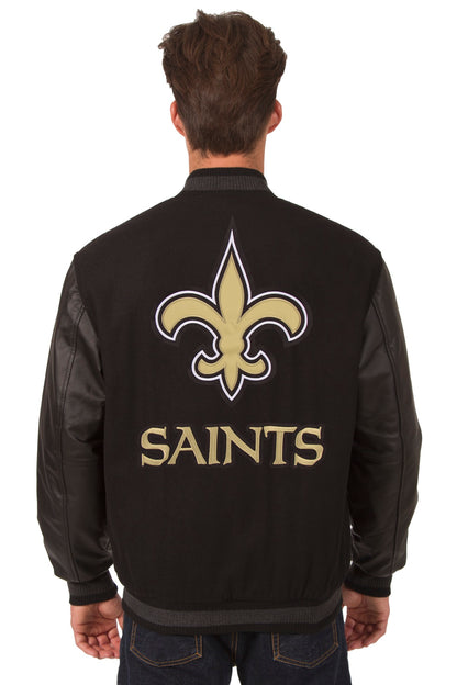 New Orleans Saints Reversible Wool and Leather Jacket