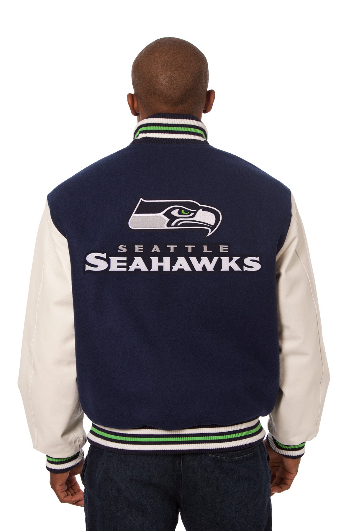 Seattle Seahawks Embroidered Wool and Leather Jacket