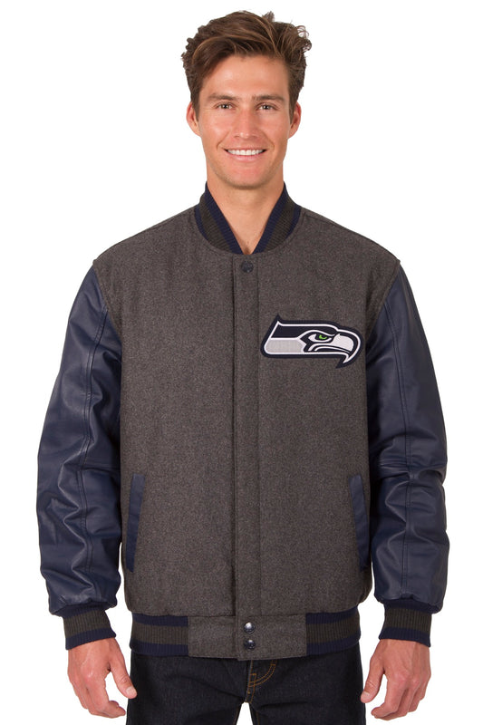 Seattle Seahawks Reversible Wool and Leather Jacket