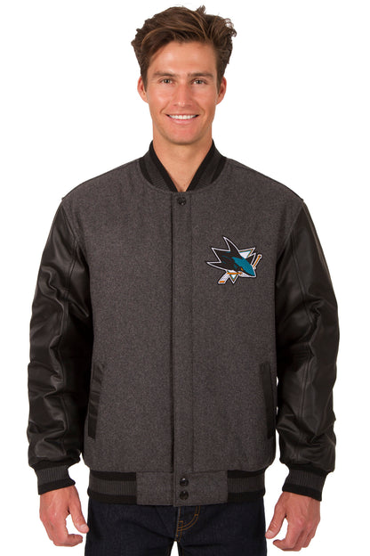 San Jose Sharks Reversible Wool and Leather Jacket