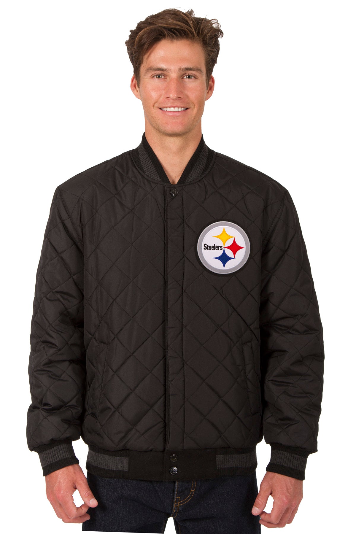 Pittsburgh Steelers Reversible Wool and Leather Jacket