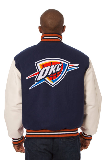 Oklahoma City Thunder Embroidered Wool and Leather Jacket