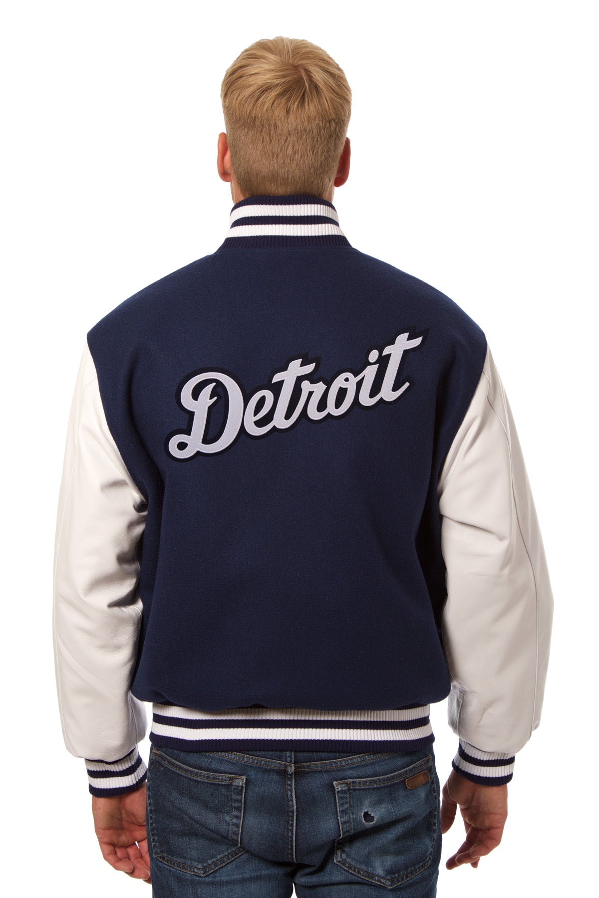 Detroit Tigers Embroidered Wool and Leather Jacket