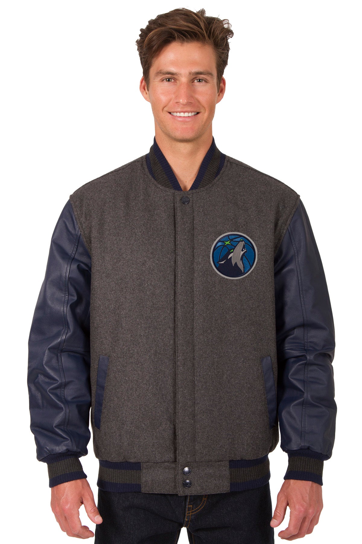Minnesota Timberwolves Reversible Wool and Leather Jacket