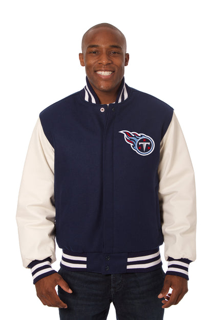 Tennessee Titans Embroidered Wool and Leather Jacket