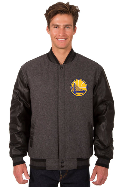 Golden State Warriors Reversible Wool and Leather Jacket